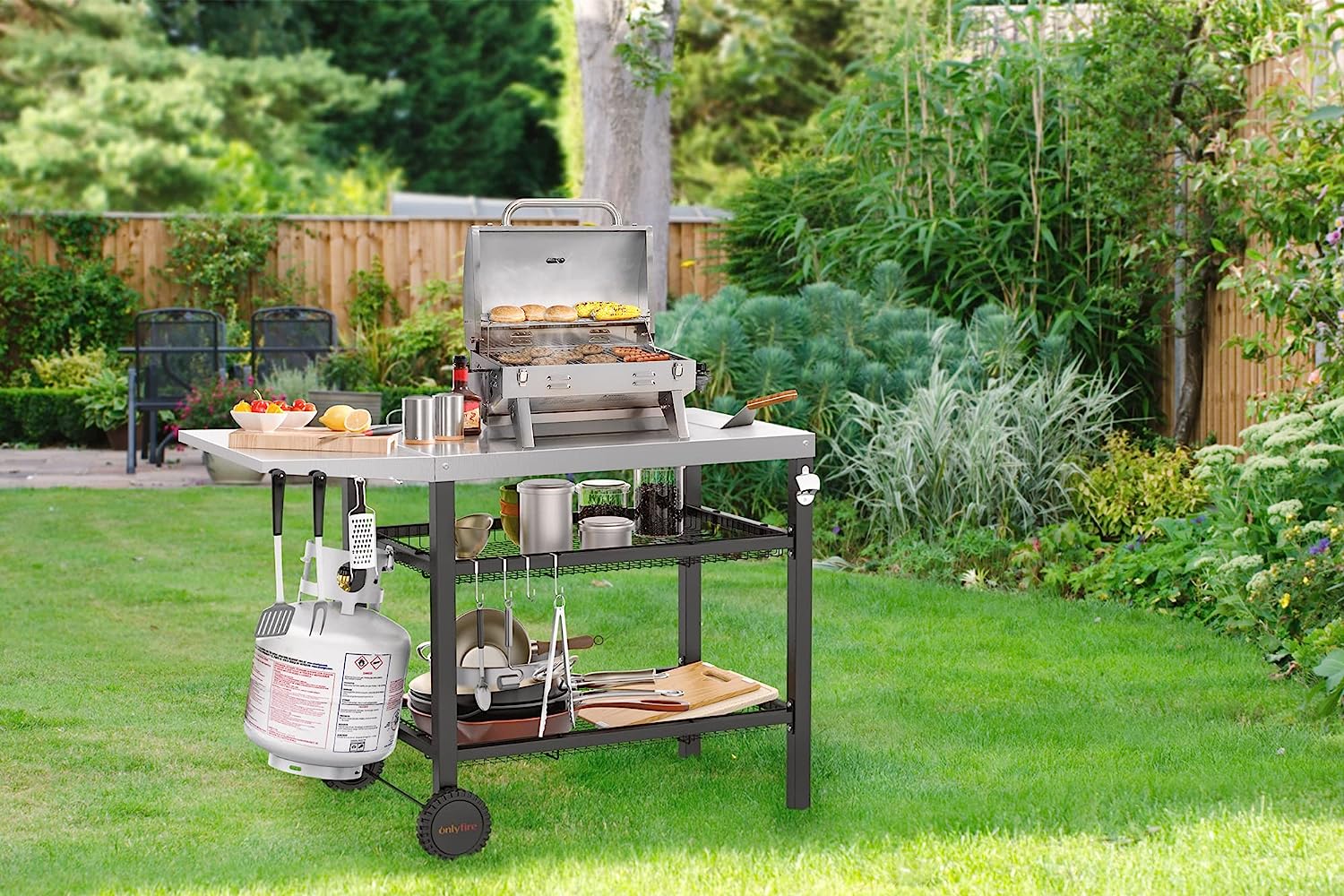 Onlyfire- 9114 Outdoor Dining Table Cart with XL Countertop and Storag