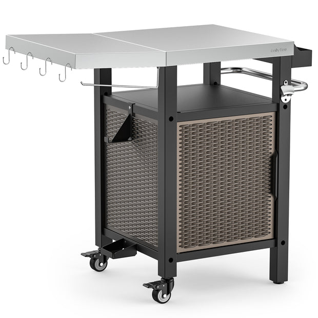 Onlyfire 9116 Outdoor Table and Storage Cabinet with Large Countertop and Wheels