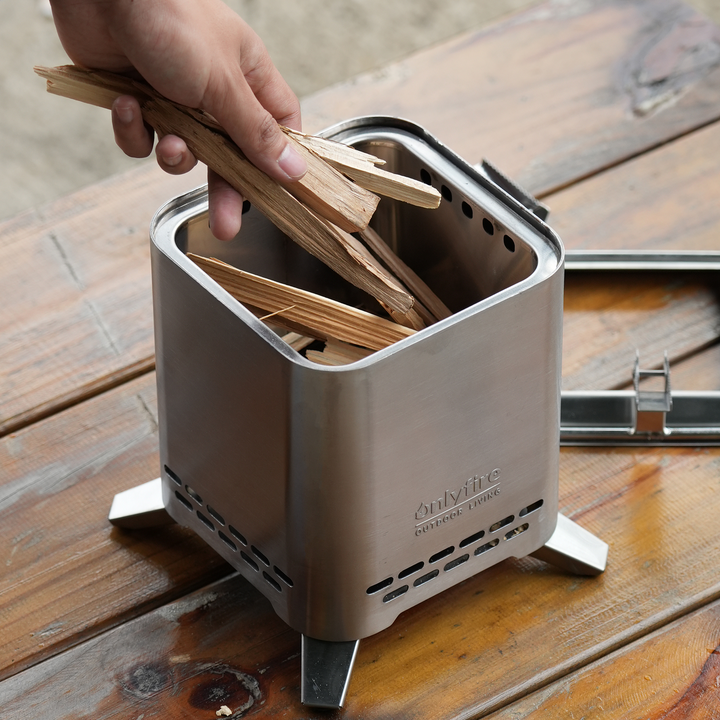 2-in-1 Smokeless Fire Pit with Pot Bracket & Carry Bag, Square