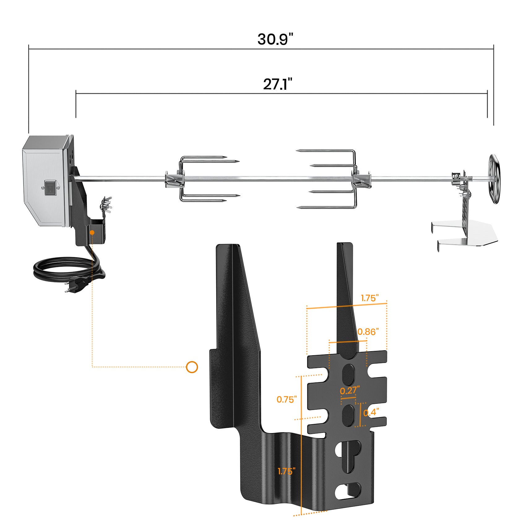 Onlyfire BBQ Grill Rotisserie Kit - Thumbnail 4