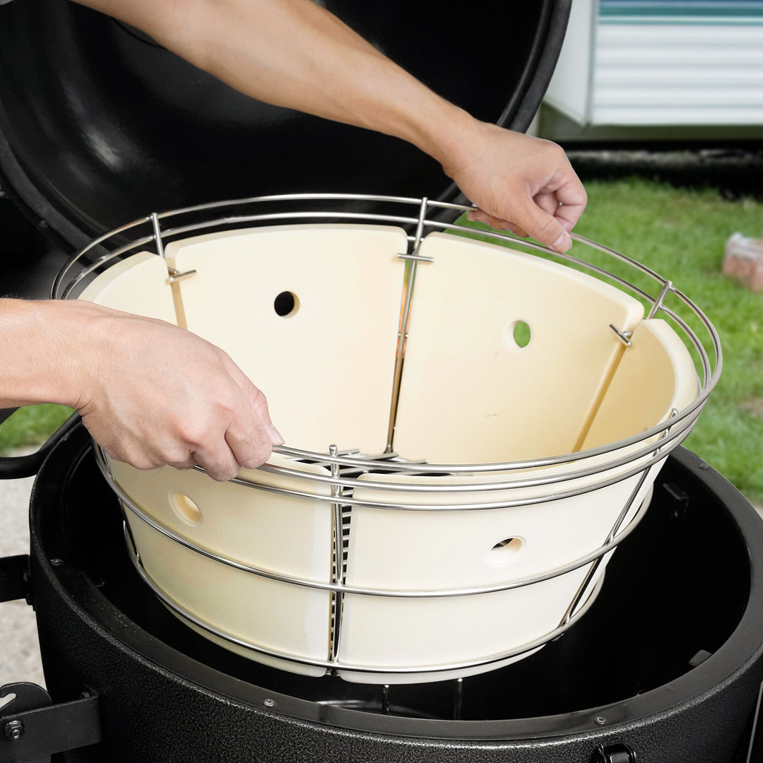 Onlyfire Charcoal Firebox for Char-Griller Akorn Kamado Grill with Ceramic Heat Stone