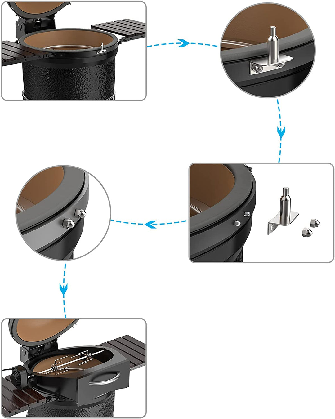 Onlyfire Roestvrijstalen grillspies-set Rotisserie Kit Draaispies Heavy Duty Rotiser-motor en accessoires Compatibel voor Large XLarge BGE | Kamado Joe Classic | Pit Boss Onlyfire Roestvrijstalen grillspies-set Rotisserie Kit Draaispies Heavy Duty Rotiser-motor en accessoires Compatibel voor Large XLarge BGE | Kamado Joe Classic | Pit Boss