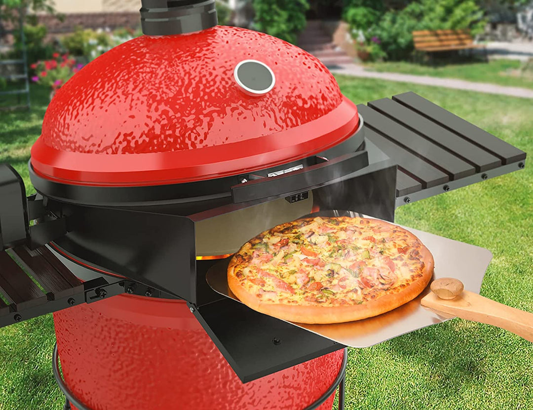 Onlyfire Combo Pizza and Rotisserie Kit for Kamado Joe Classic & Pit Boss K22 with Motor and Pizza Stone