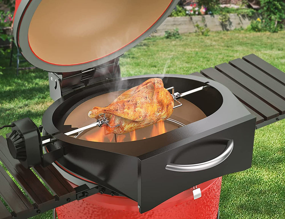 Onlyfire Combo Pizza and Rotisserie Kit for Kamado Joe Classic & Pit Boss K22 with Motor and Pizza Stone