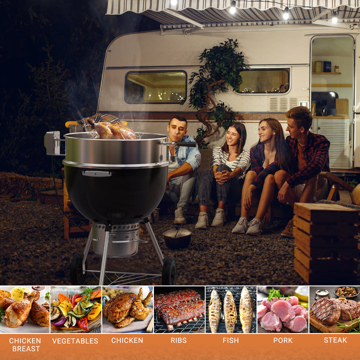 Onlyfire Rotisserie Kit for Weber 22.5" Kettle Grill with Charcoal Baskets and Drip Pans