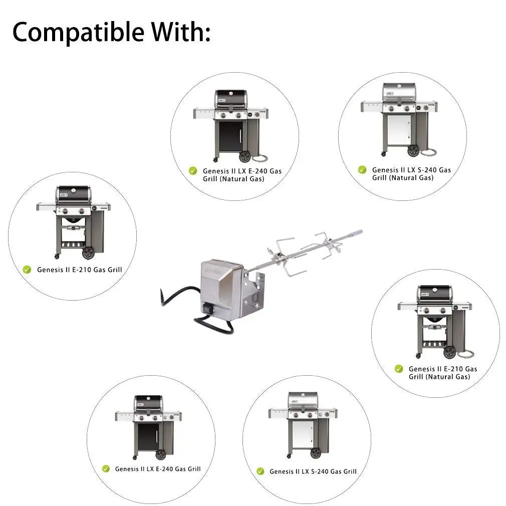 Onlyfire Rotisserie Kit for Weber Genesis II & LX Gas Grills with Gear-Driven Motor