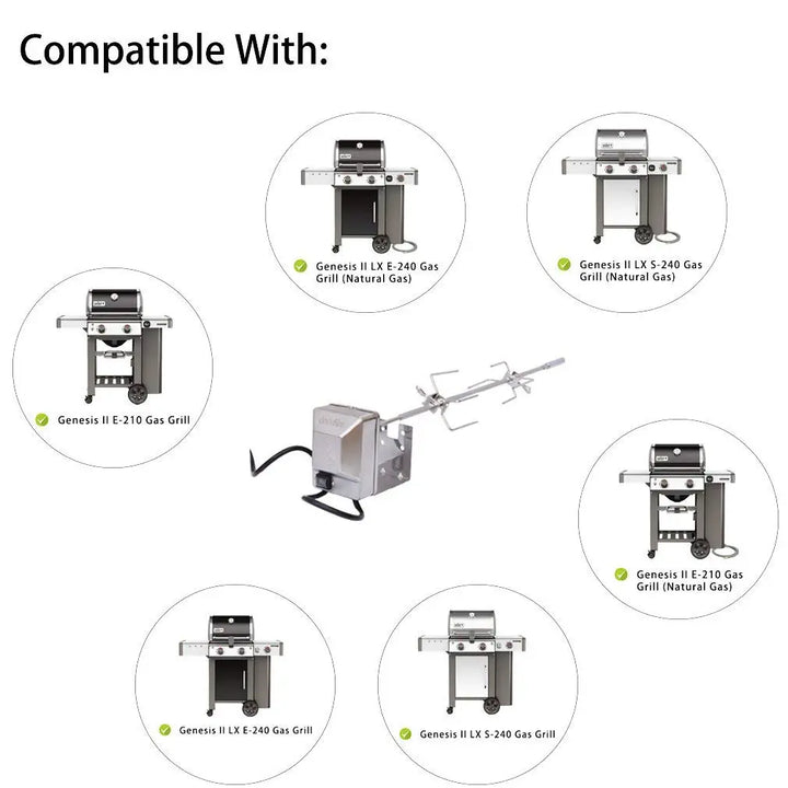 Onlyfire Rotisserie Kit for Weber Genesis II & LX Gas Grills with Gear-Driven Motor