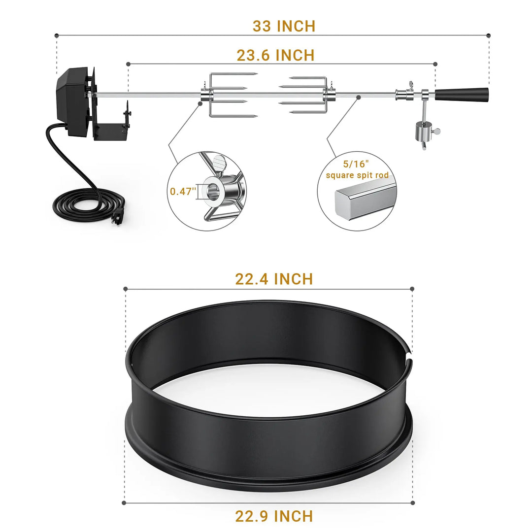 Onlyfire Rotisserie Ring Kit for Weber 22.5" Kettle Grill with Motor 