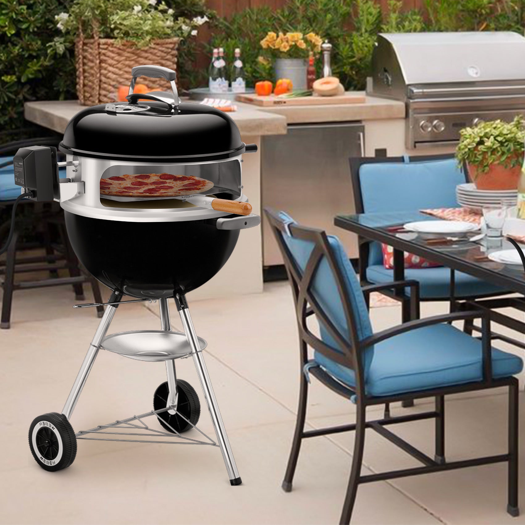 Onlyfire 2-in-1 Rotisserie & Pizza Kit for Weber 18
