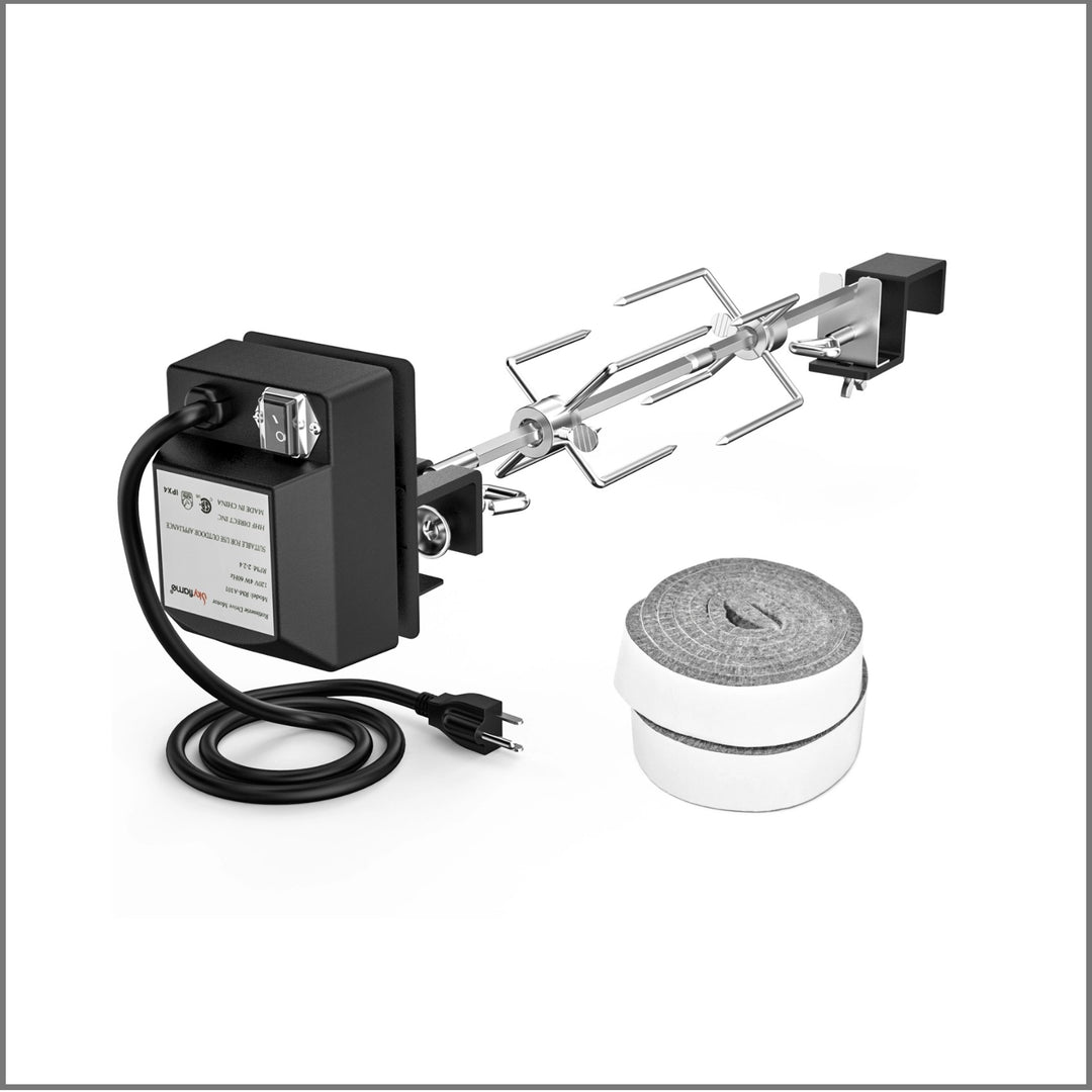 Onlyfire Universal Kamado Electric Rotisserie Kit with Motor, Spit Rod, and Forks for Big Green Egg, Kamado Joe, Pit Boss