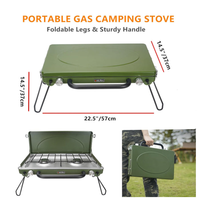 ONLYFIRE Camping stove 2-Burner Propane Camping Stove