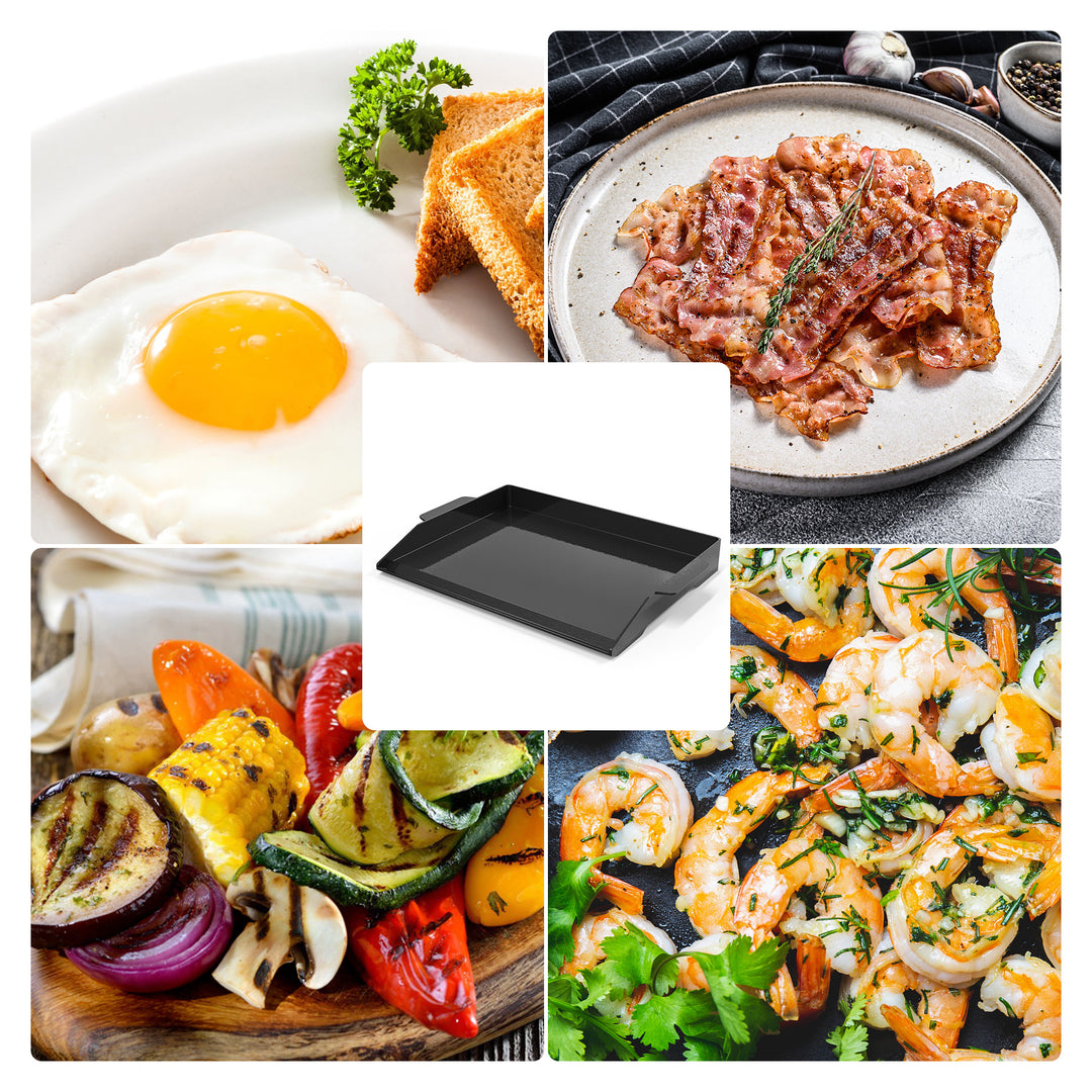 Onlyfire Chef Universal Cast Iron Cooking Griddle, Nonstick Coating Griddle  Flat Top Grill Plate with extra high sidewalls for All Gas Grills and 4