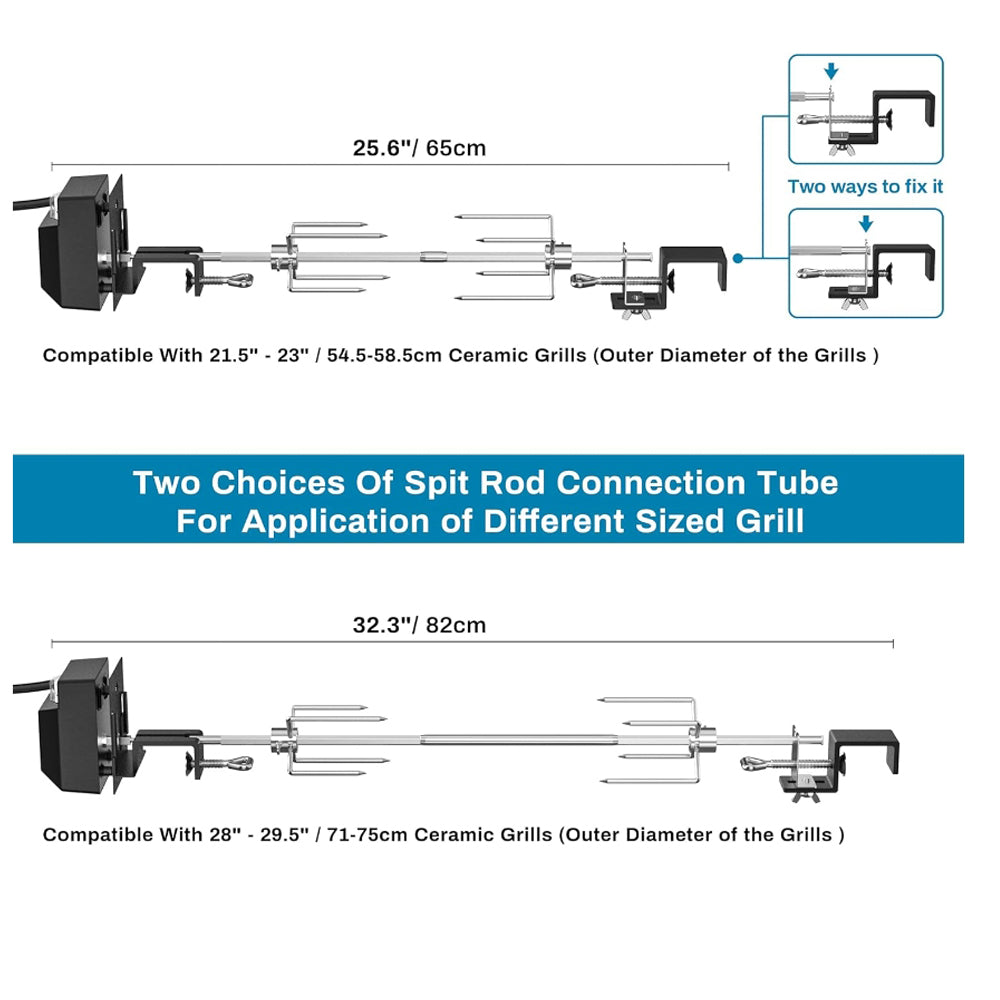 onlyfire Rotisserie Kit Fits Large XLarge BGE, Kamado Joe Classic