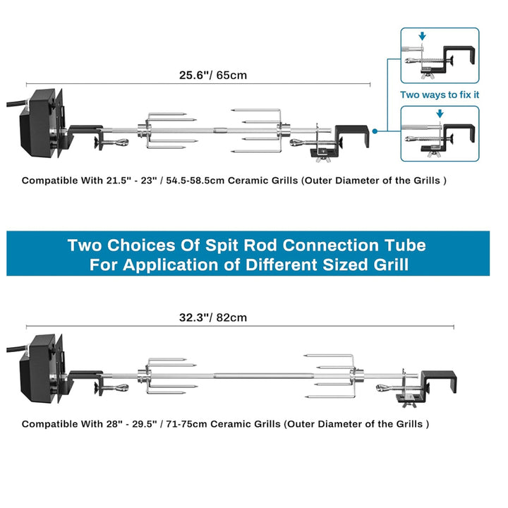 onlyfire Rotisserie Kit Fits Large XLarge BGE, Kamado Joe Classic