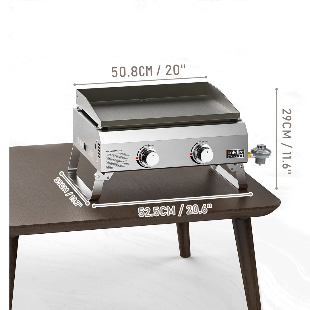 Onlyfire Flat Top Tabletop 2-Burner  Gas Griddle