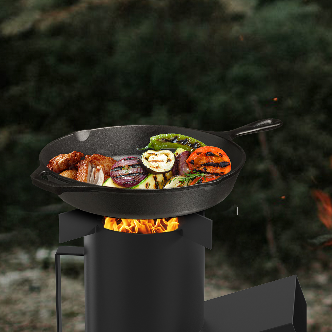 3-in-1 Rocket Stove Kit with Grate, Griddle, Pot Rack