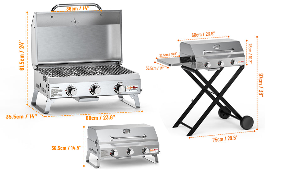 Onlyfire Flat Top Gas Griddle Grill with Lid, 3-Burner – OnlyFire