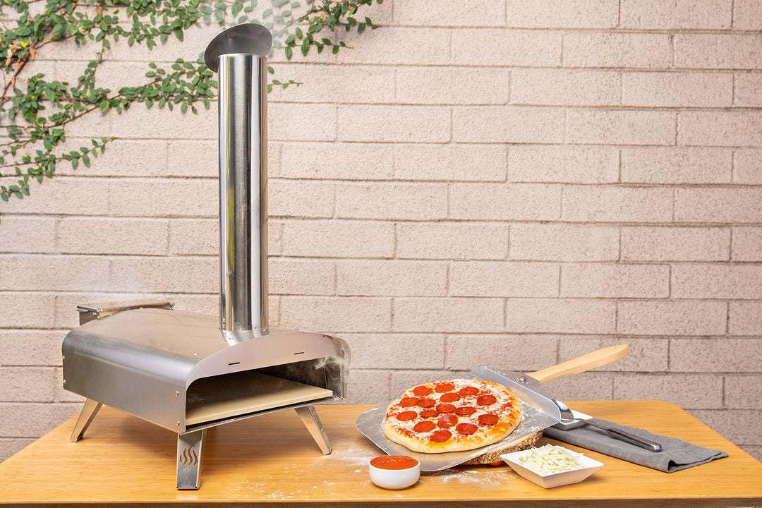 BIG HORN OUTDOORS Pizza Ovens Wood Pellet Pizza Oven Wood Fired Pizza Maker  Portable Stainless Steel Pizza Grill