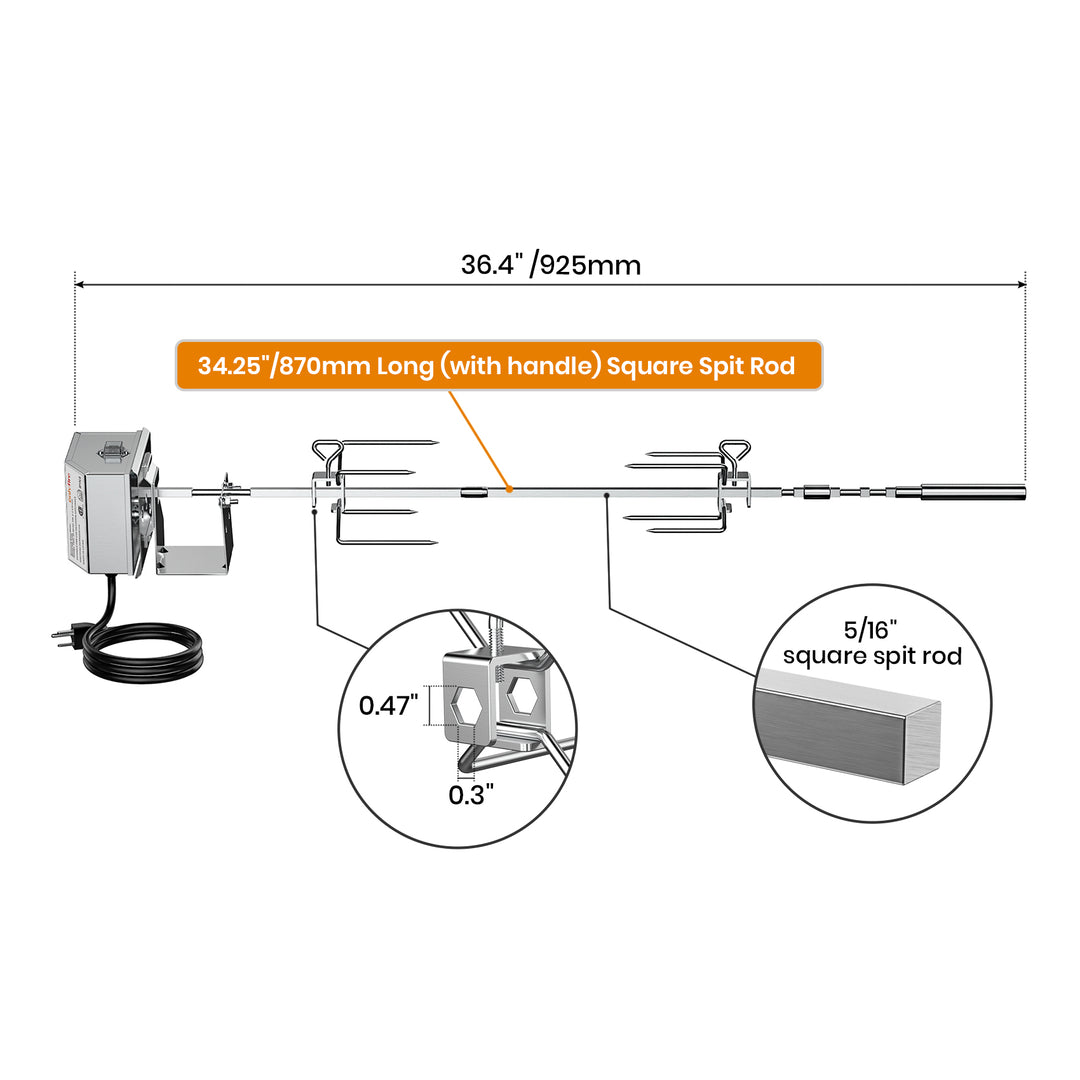 onlyfire Rotisserie Kit Fits for Weber 7659 Spirit and Spirit II 200/300 Series Gas Grill OnlyFire