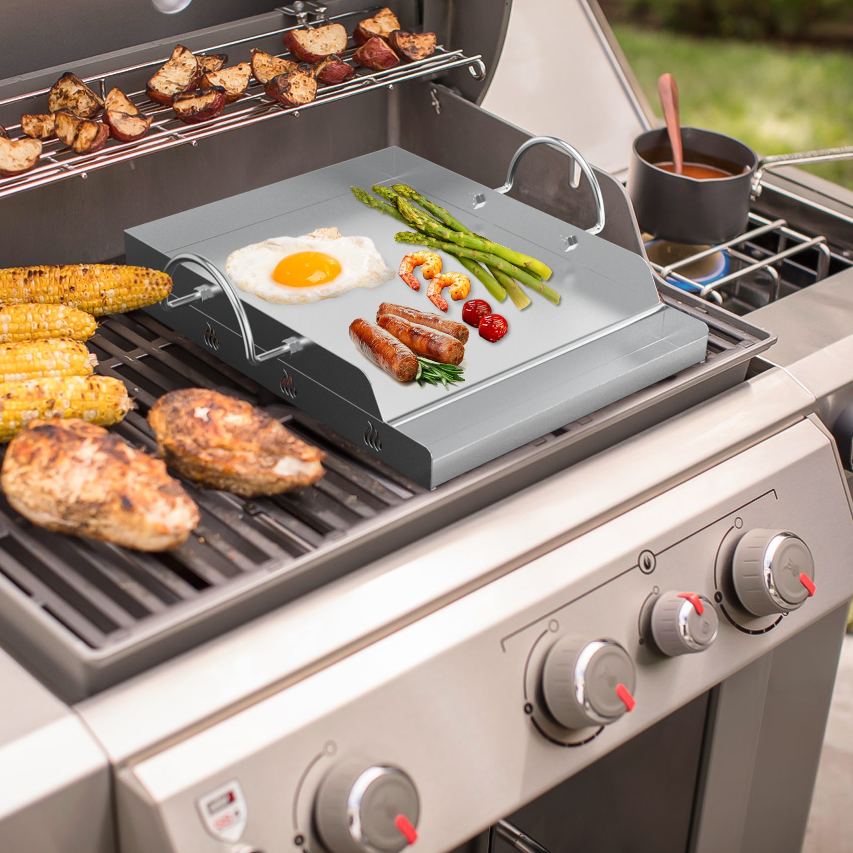 Onlyfire Universal 8230 BBQ Cooking Griddle with 2 Handles, 12.5