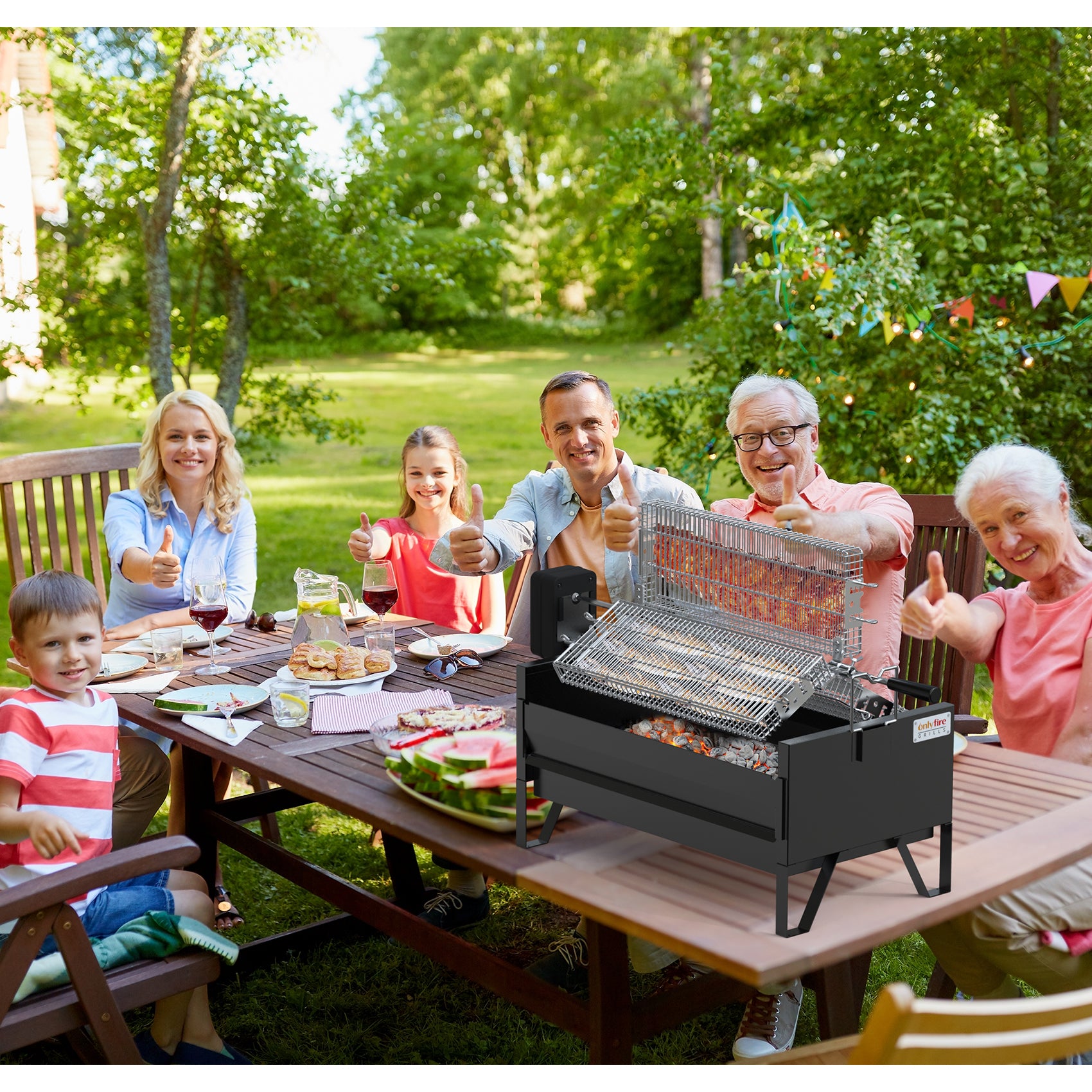 Onlyfire- 2 IN 1 Charcoal Grill Rotisserie Kit