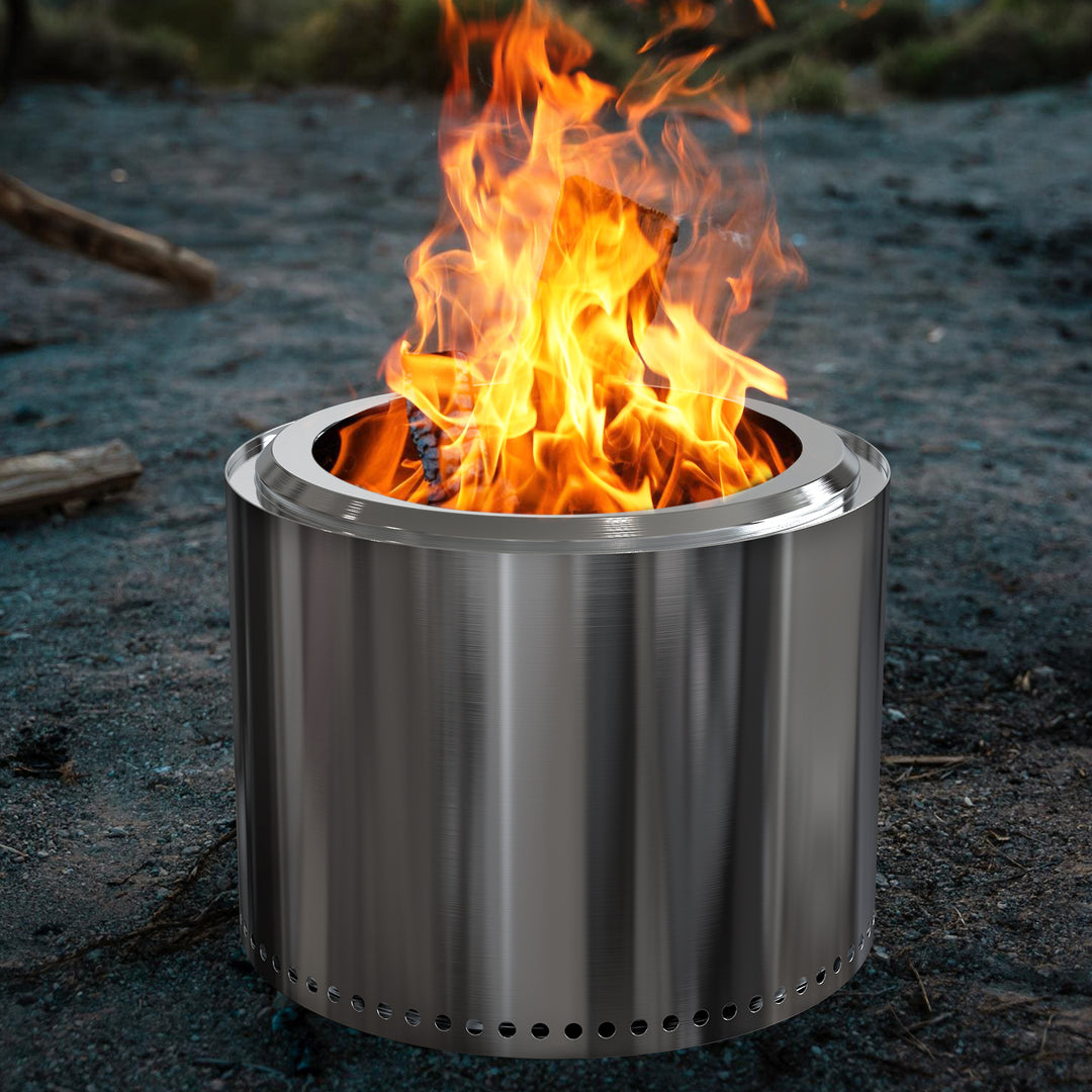 Onlyfire Smokeless Fire Pit – Portable Stainless Steel Outdoor Fire Bowl with Ash Pan
