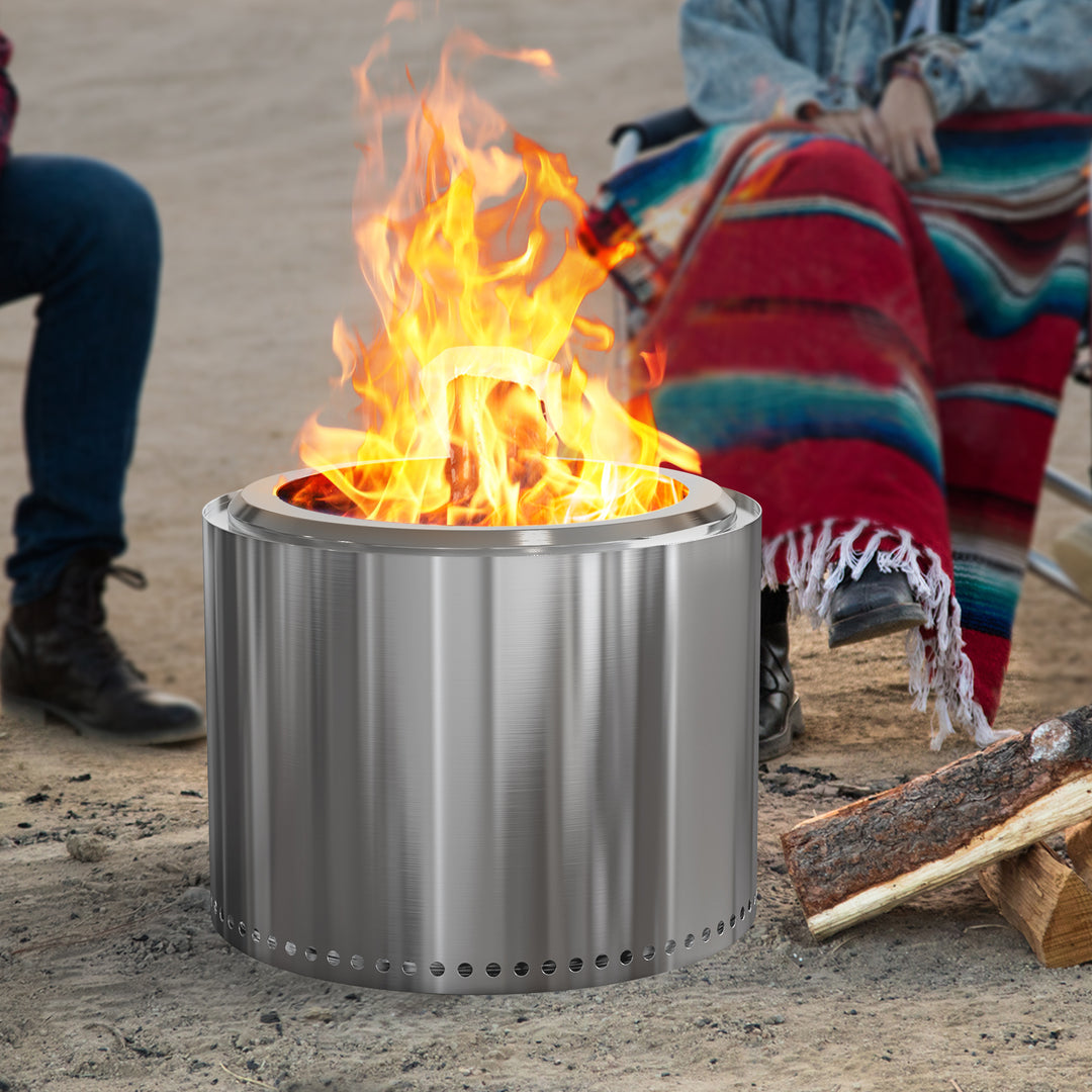 Onlyfire Smokeless Fire Pit – Portable Stainless Steel Outdoor Fire Bowl with Ash Pan