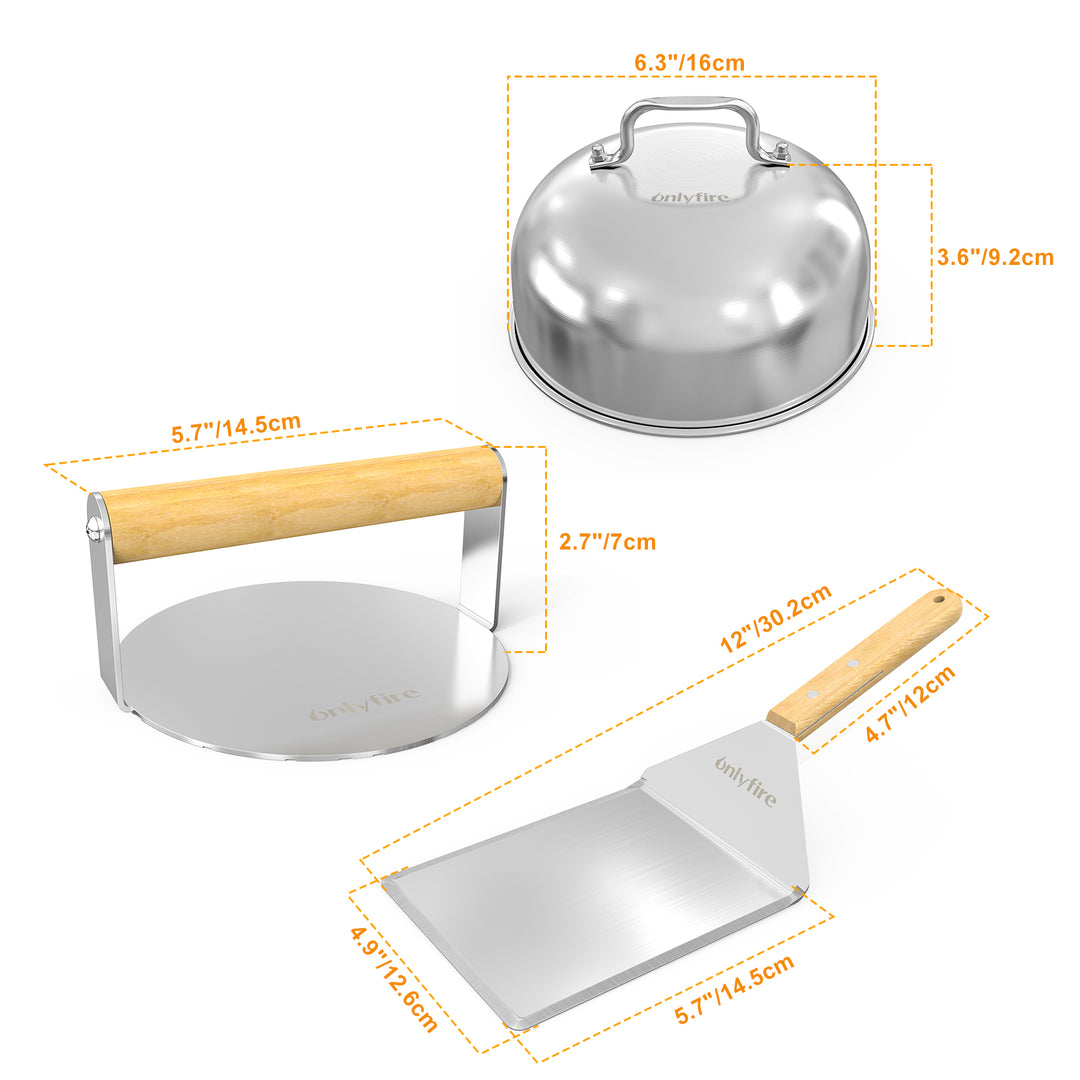 onlyfire Grillspachtel Plancha Kit aus Edelstahl für Grillplatte onlyfire Grillspachtel Plancha Kit aus Edelstahl für Grillplatte