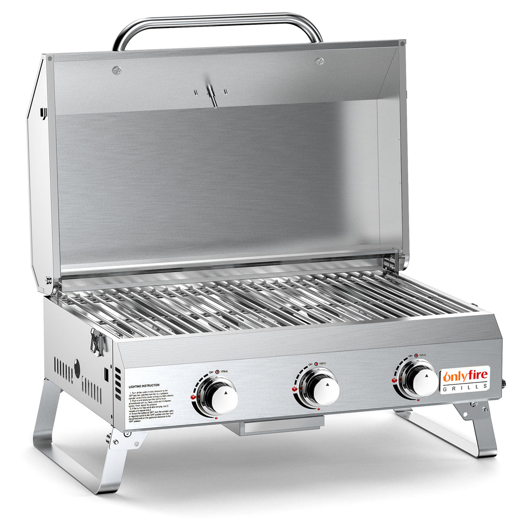 Onlyfire Tabletop Gas Grill 3 Burners, 24"  Propane Grill