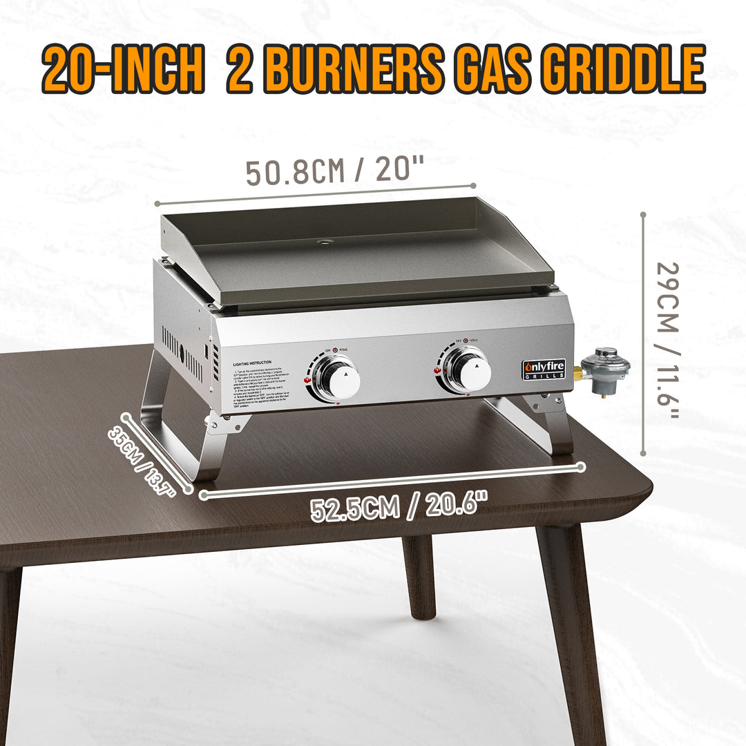 Portable Tabletop 2-Burner Gas Griddle
