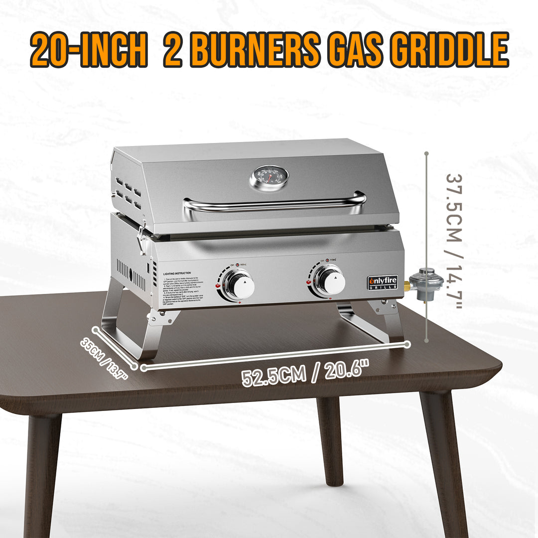Onlyfire Flat Top Tabletop 2-Burner  Gas Griddle