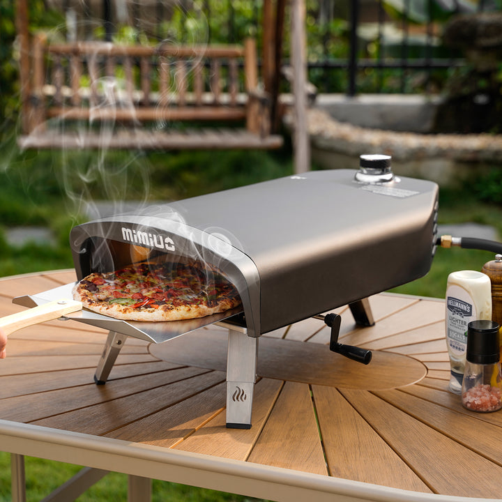 Outdoor Portable Propane Gas Pizza Oven with Manual Rotation System