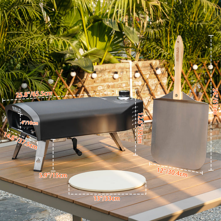 Outdoor Portable Propane Gas Pizza Oven with Manual Rotation System
