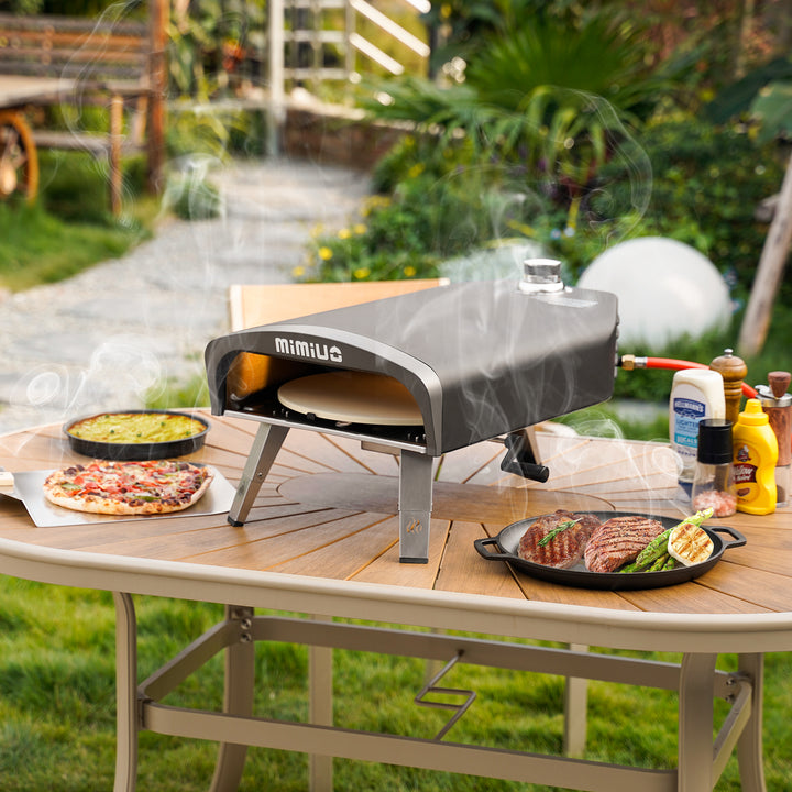 Outdoor Portable Propane Gas Pizza Oven with Manual Rotation System