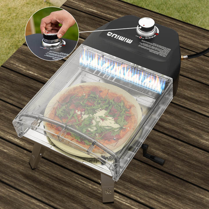 Outdoor Portable Propane Gas Pizza Oven with Manual Rotation System