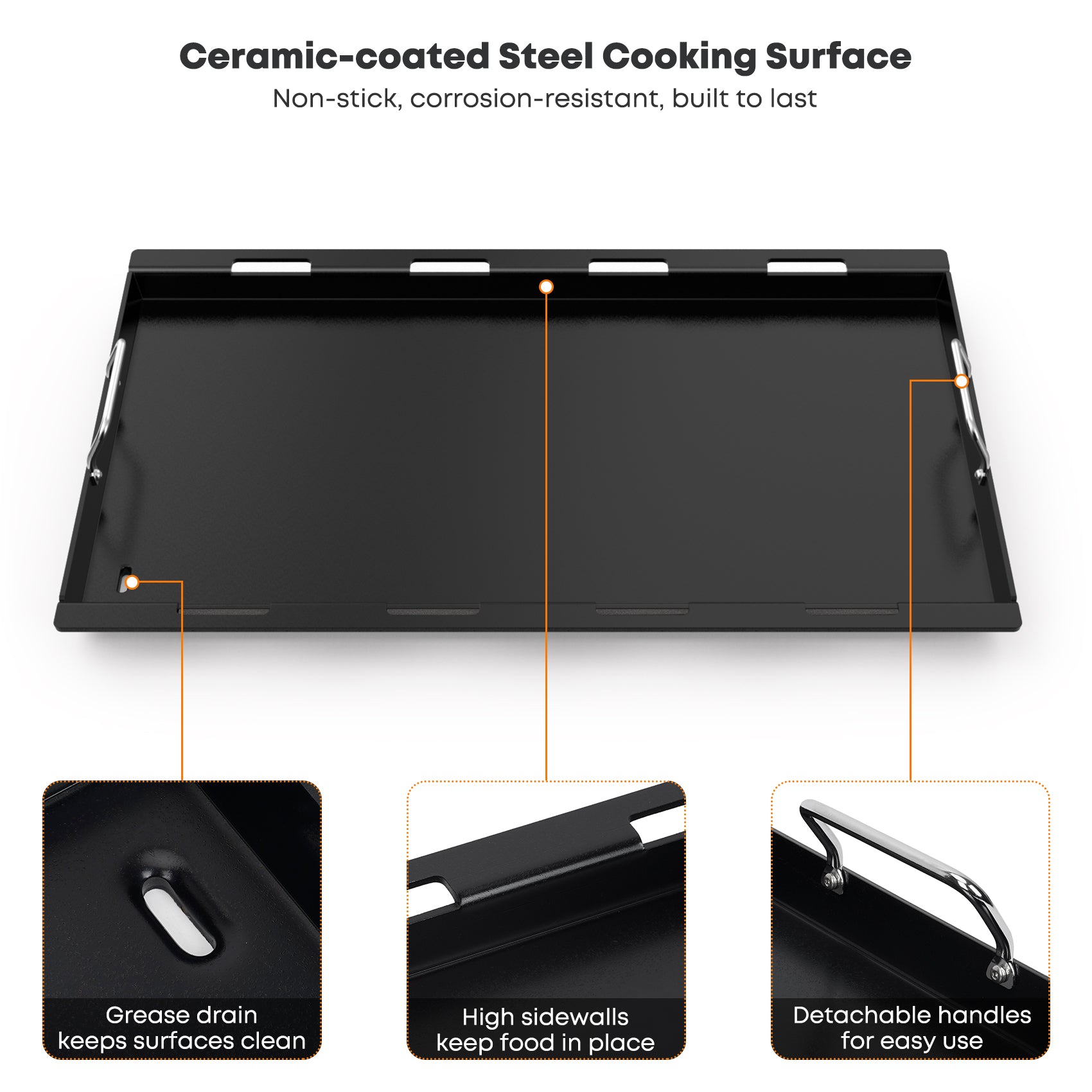 Onlyfire Plaque Gril Fonte Réversible 47,3 X 28,2 Cm – Compatible Weber Genesis II 400 Series – Côté Lisse & Cannelé