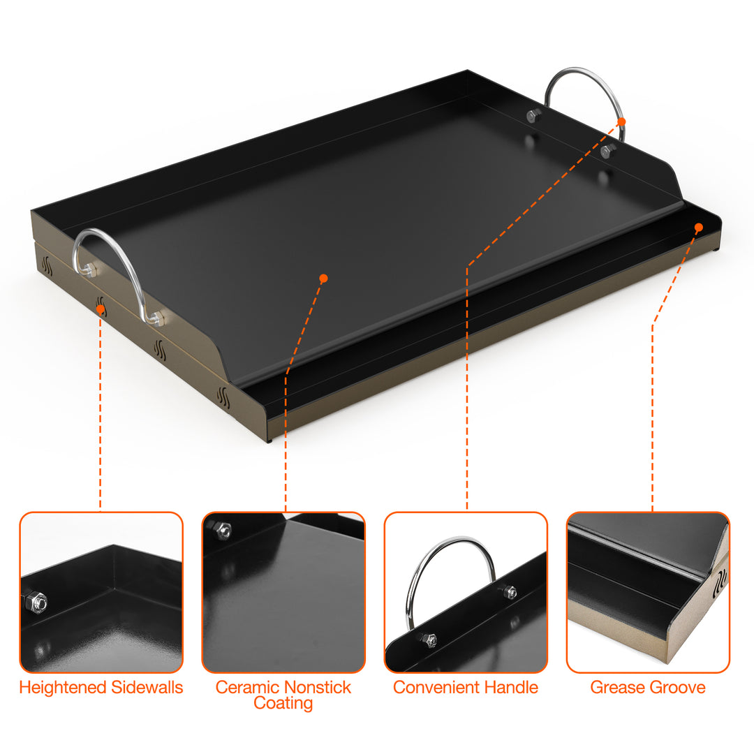 Onlyfire BBQ Griddle with Handles for Charcoal/Gas Grills,23" x 16"