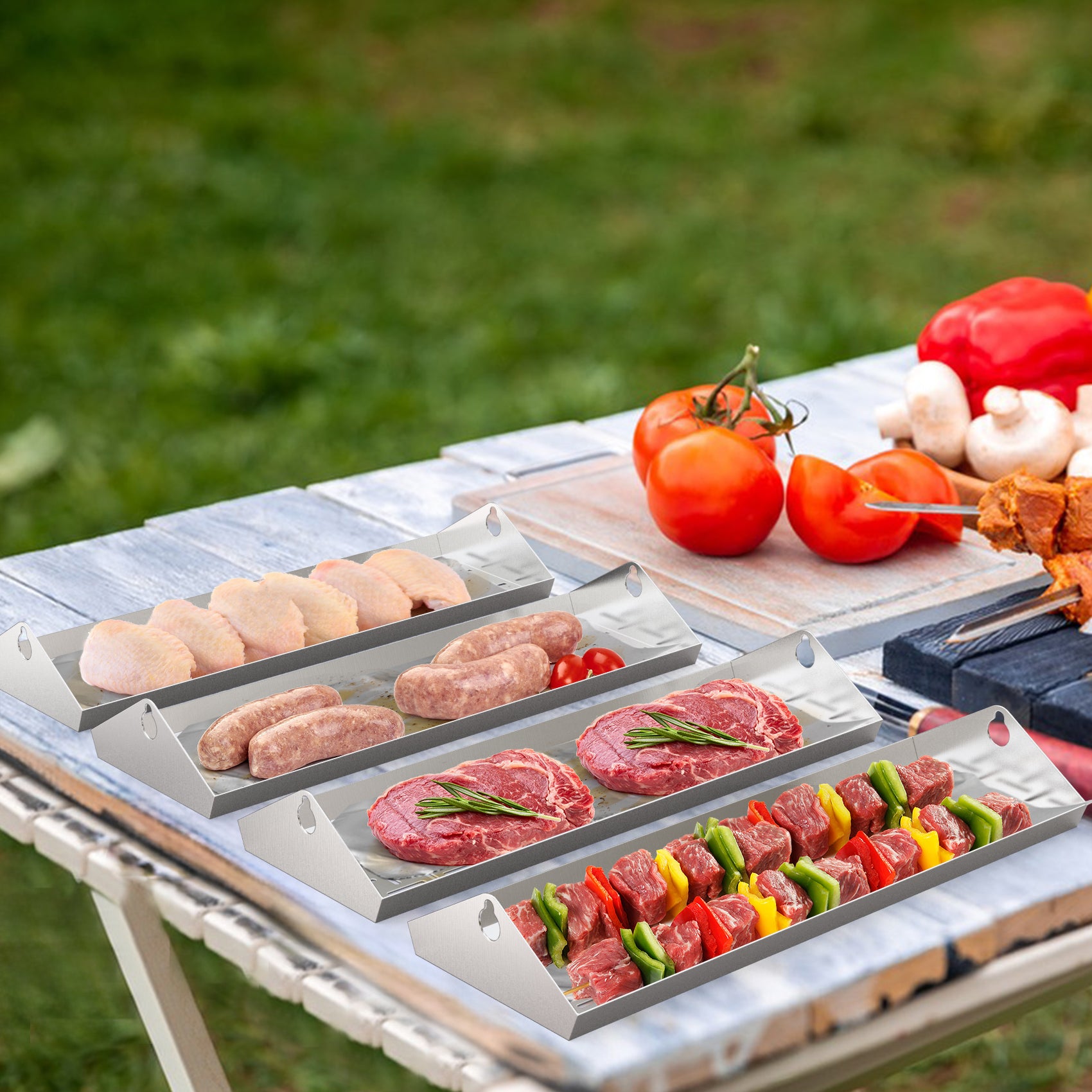 Onlyfire- 6026 Grill Rotating Stainless Steel Rotisserie Trays Kit