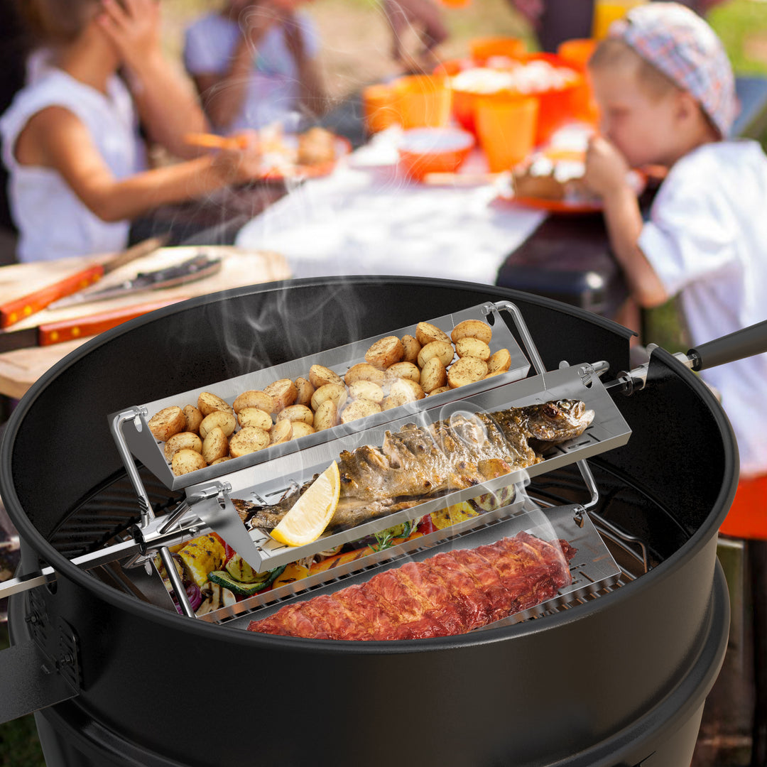 Onlyfire 6026 Grill Rotating Stainless Steel Rotisserie Trays Kit