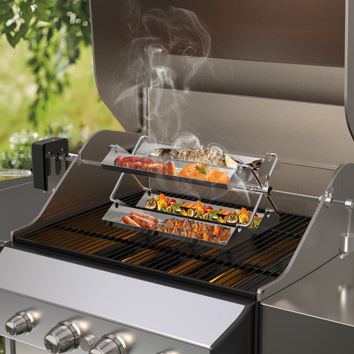 Onlyfire 6026 Grill Rotating Stainless Steel Rotisserie Trays Kit