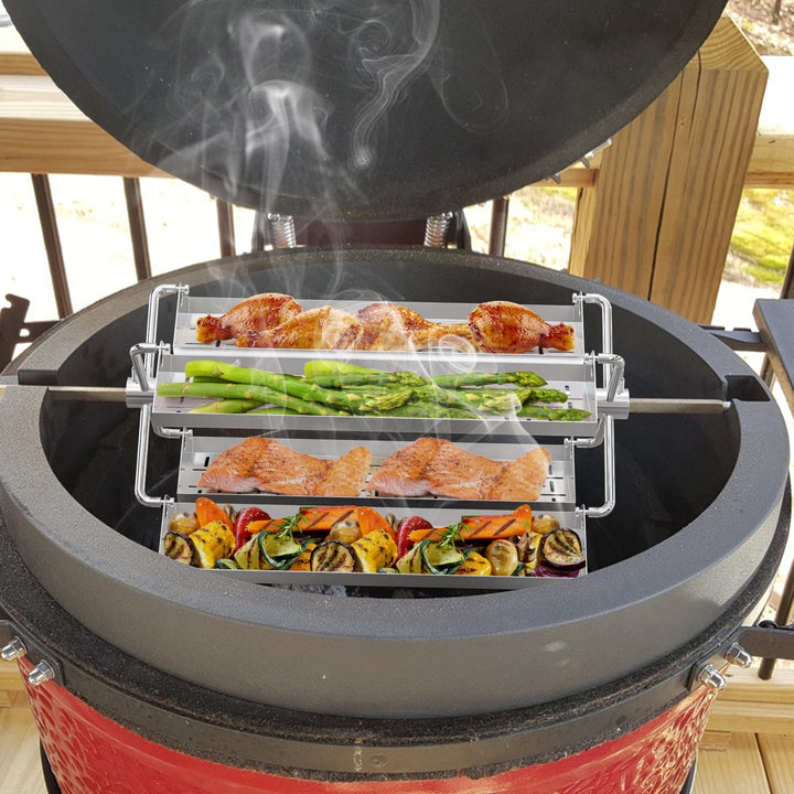 Onlyfire 6026 Grill Rotating Stainless Steel Rotisserie Trays Kit