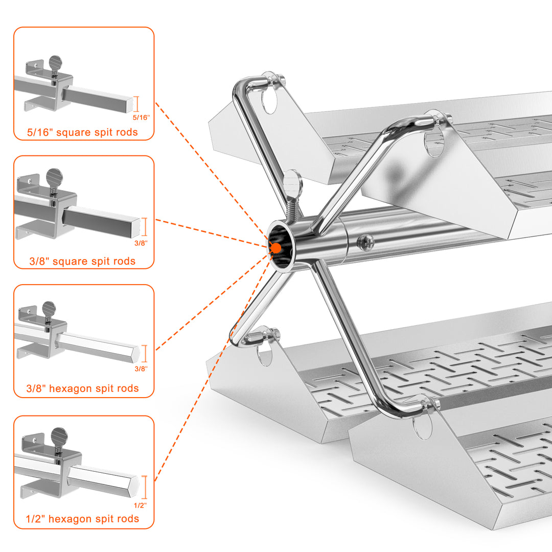 Onlyfire 6026 Grill Rotating Stainless Steel Rotisserie Trays Kit
