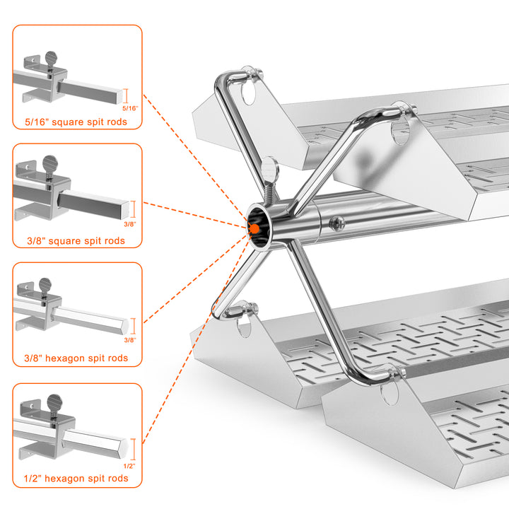 Onlyfire 6026 Grill Rotating Stainless Steel Rotisserie Trays Kit