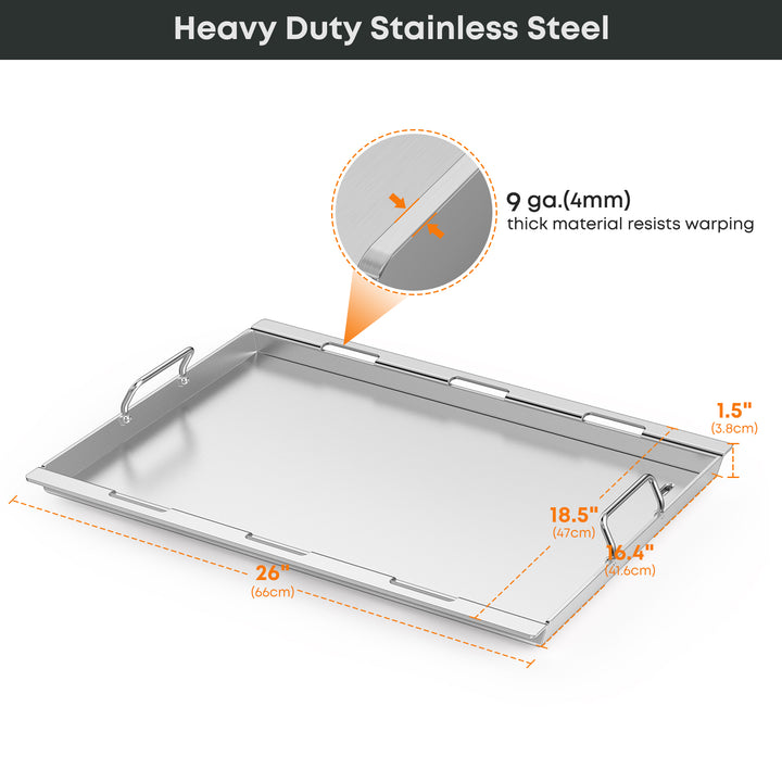 onlyfire Flat Top Griddle Plancha for Weber Genesis II 300 Series Gas Grills Stainless Steel