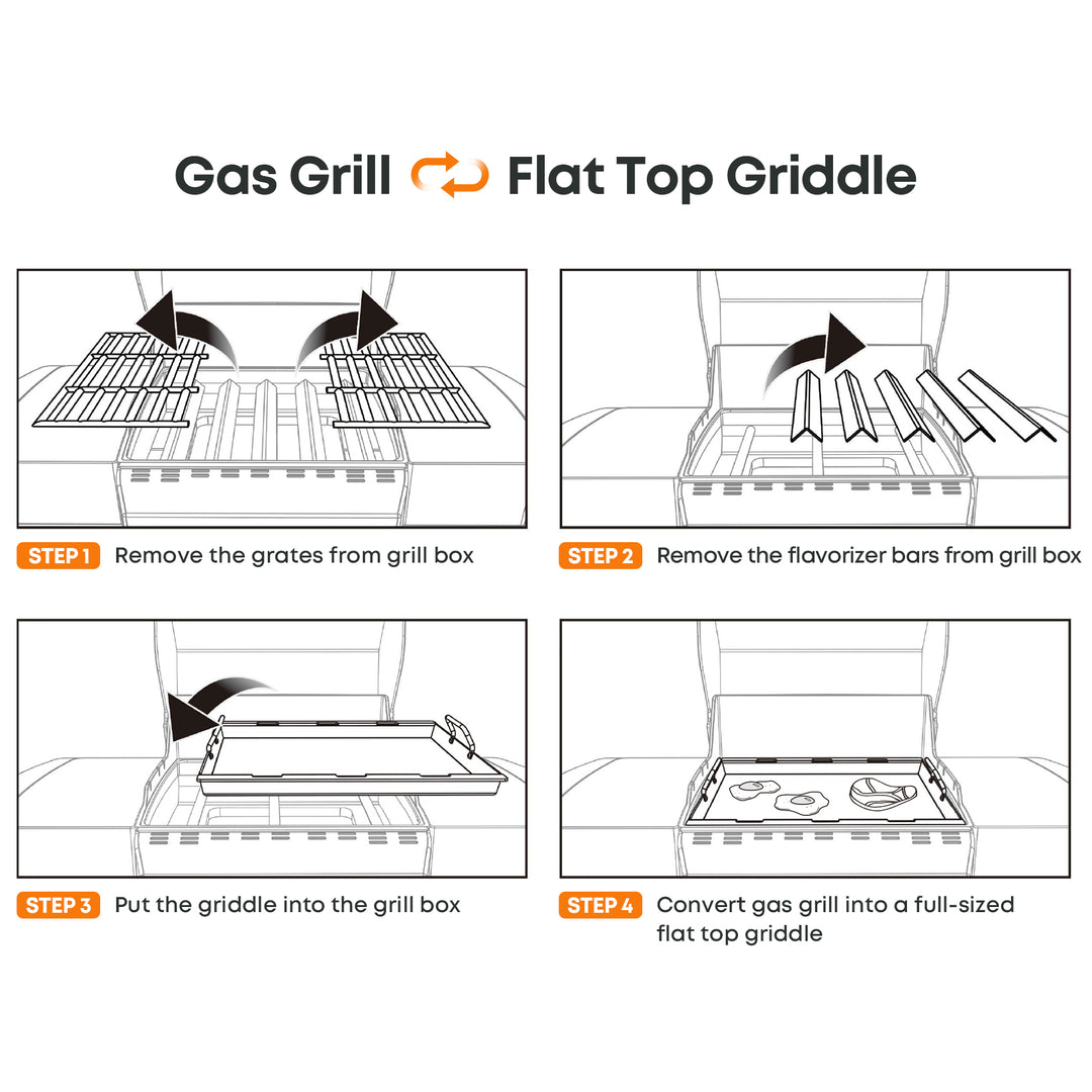 onlyfire Flat Top Griddle Plancha for Weber Genesis II 300 Series Gas Grills Stainless Steel