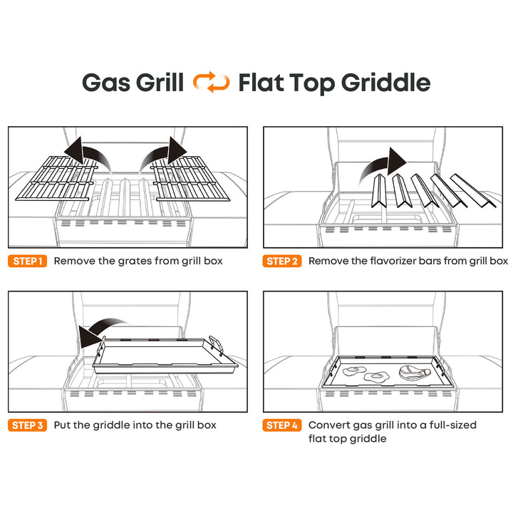 onlyfire Flat Top Griddle Plancha for Weber Genesis II 300 Series Gas Grills Stainless Steel