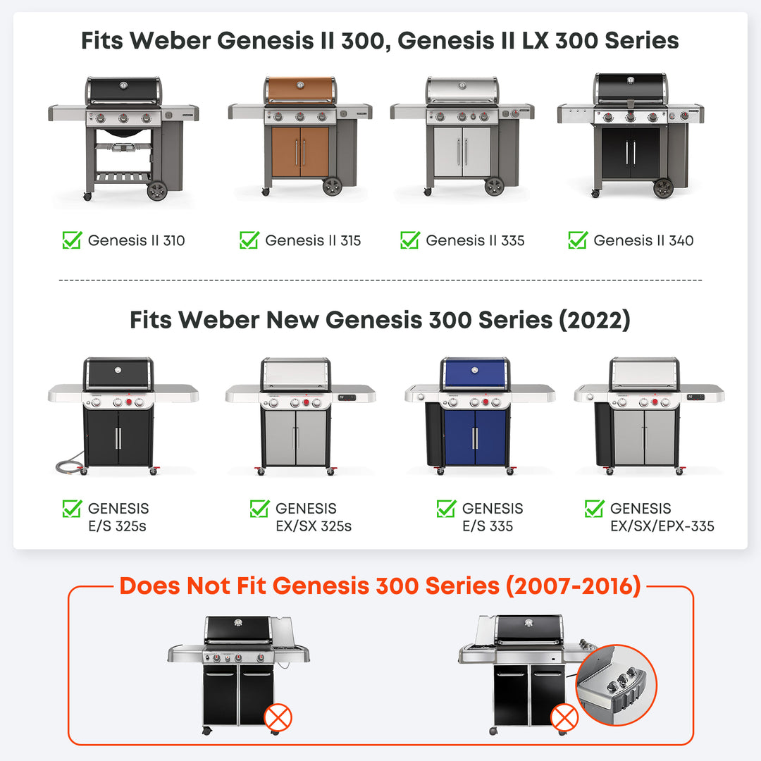 onlyfire Flat Top Griddle Plancha for Weber Genesis II 300 Series Gas Grills Stainless Steel