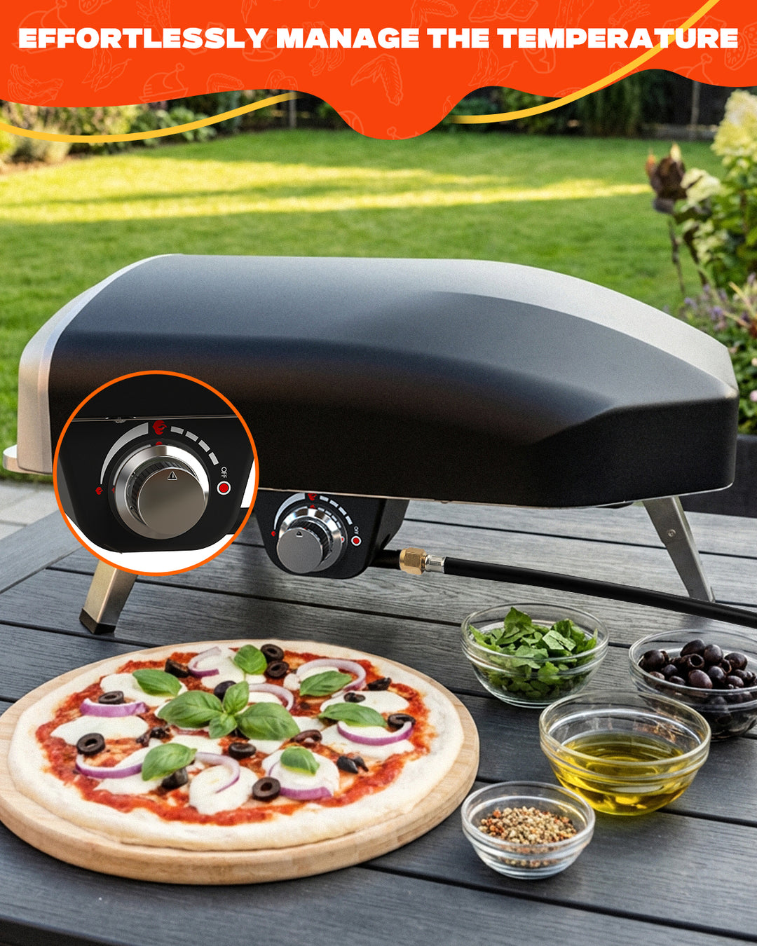 Mimiuo 16 Inch Gas Pizza Oven, Propane Pizza Ovens for Outside