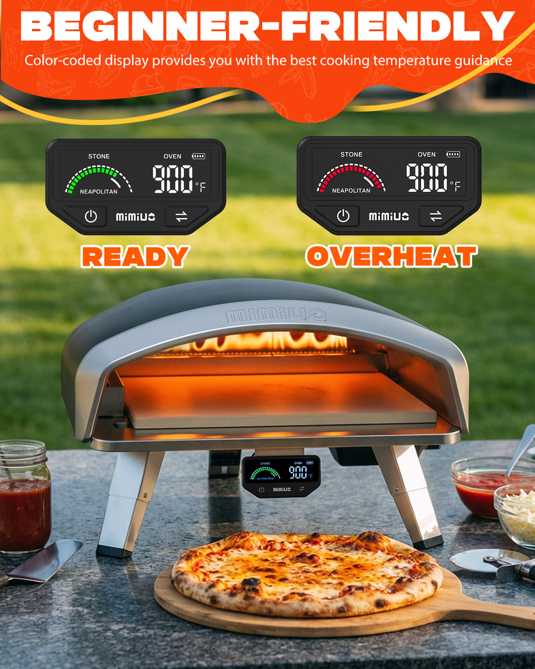 Mimiuo 16 Inch Gas Pizza Oven, Propane Pizza Ovens for Outside