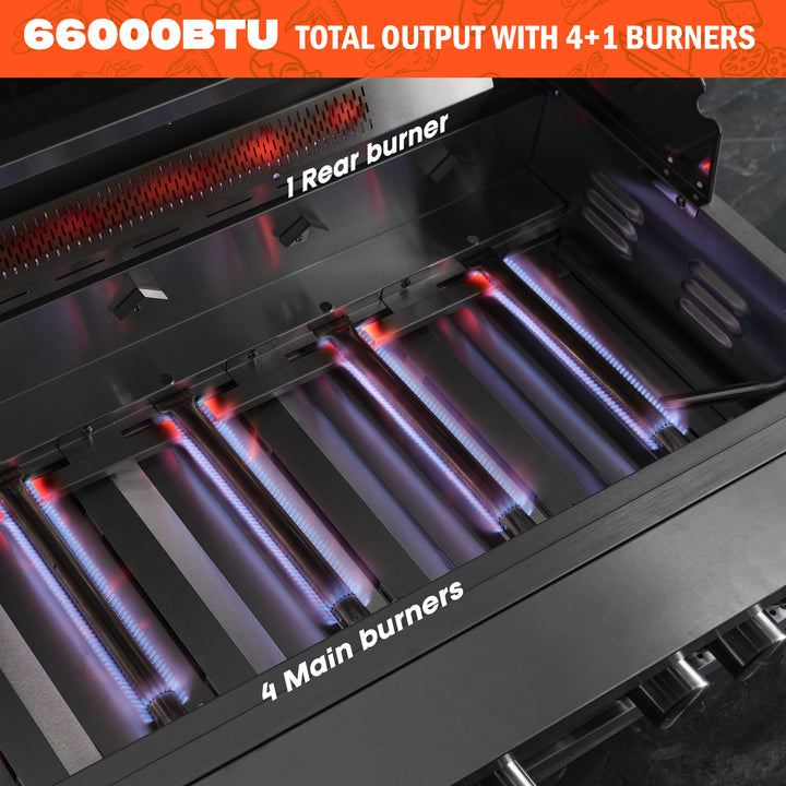 Onlyfire 32-Inch Built-In Grill, 4+1 Burners